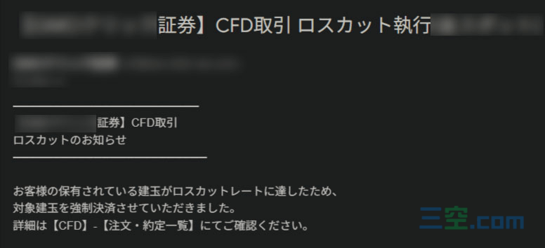 強制ロスカット通知
